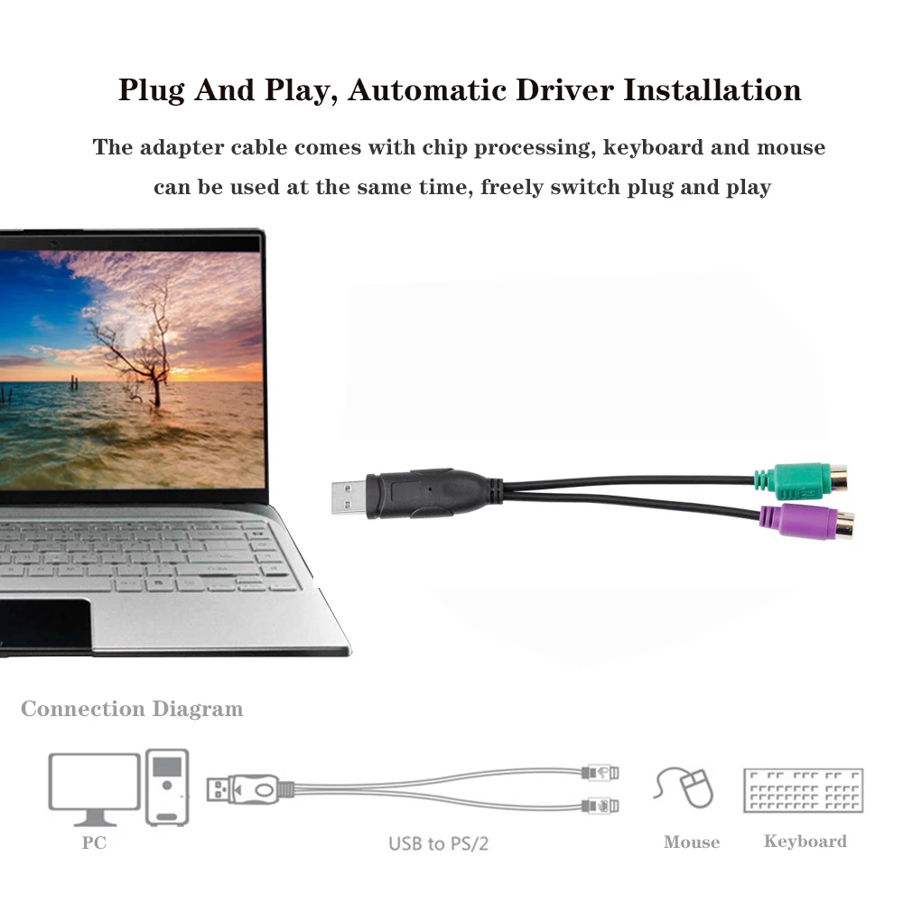 Горячая Распродажа USB папа 6 Pin PS2 Для PS/2 Женский удлинитель Y сплиттер адаптер