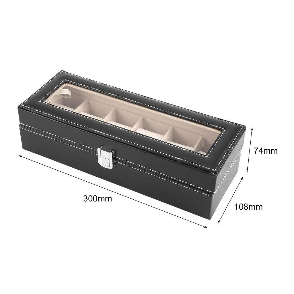 

2/6/10 Slots Leather Watch Storage Box Organizer New Mechanical Mens Watch Display Holder Cases Black Jewelry Gift Boxes Case