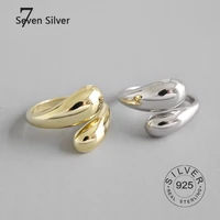real 925 sterling silver finger rings for women 2 balls open trendy fine jewelry large adjustable antique rings anillos