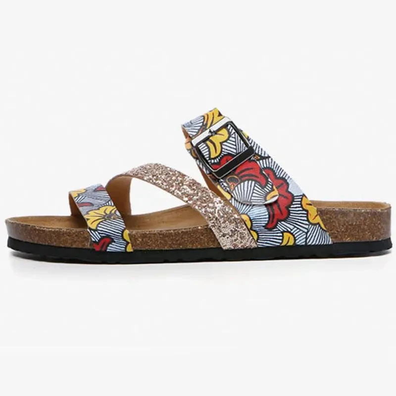 

2021 Hot Sale Summer Fashion Women's Simple Synthetic Slippers Buckle Decoration Casual Shoes for Woman 1KB151