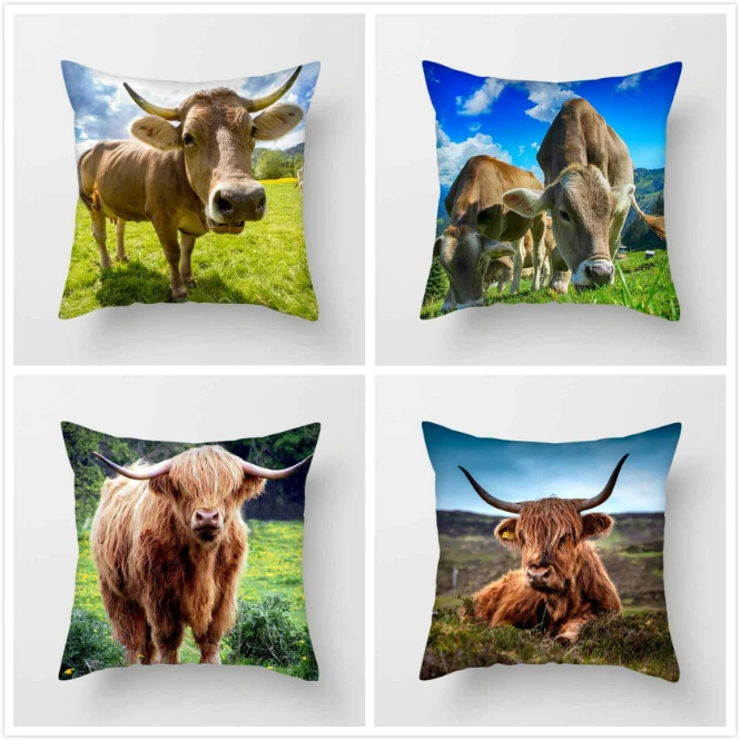 Fuwatacchi испанский бой быков Пледы Подушки крышка Корова чехол для подушки с
