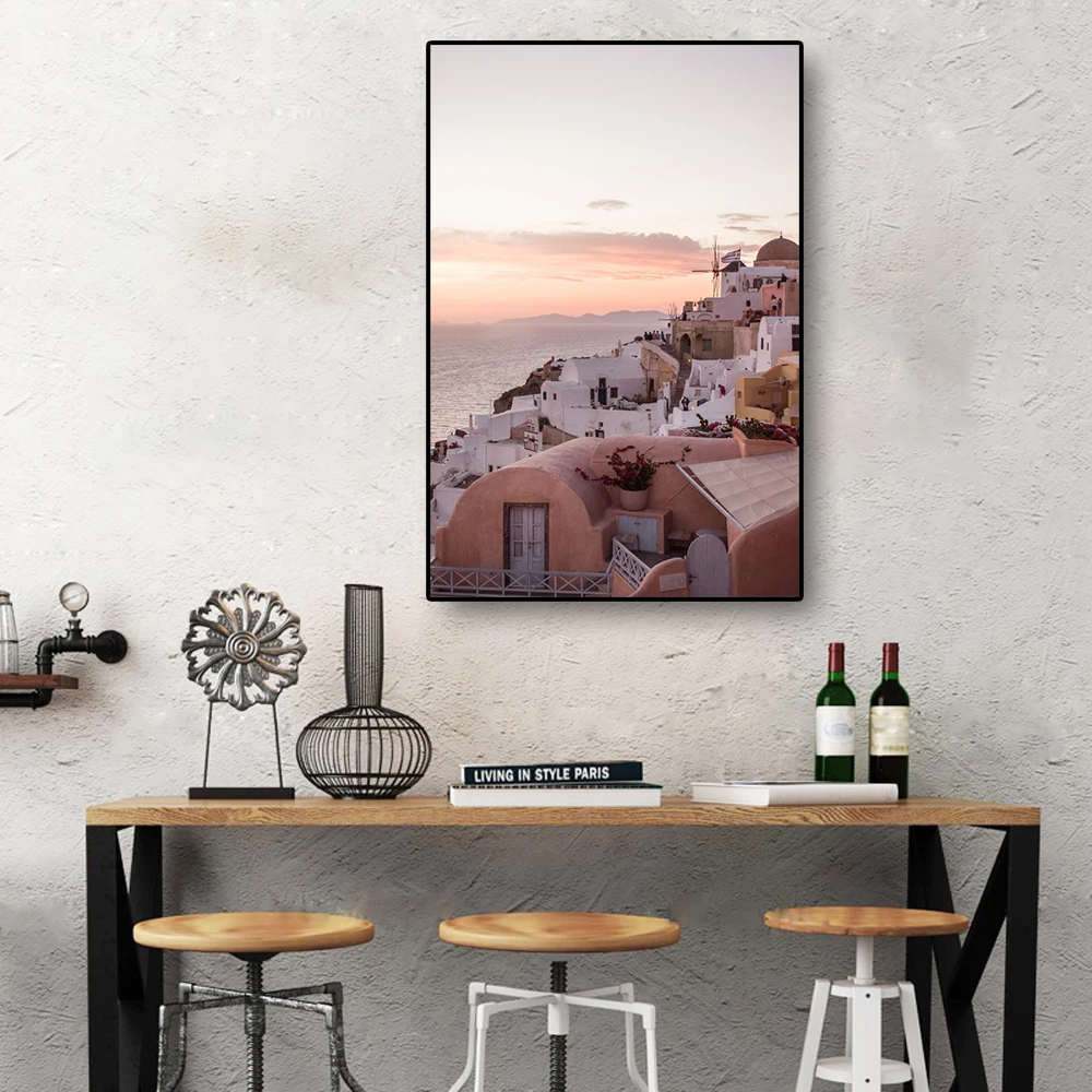 Cassisy Современная живопись холст градиент закат Приморский зданий Плакаты печать