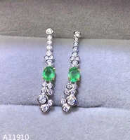kjjeaxcmy fine jewelry 925 sterling silver inlaid natural emerald female earrings support detection