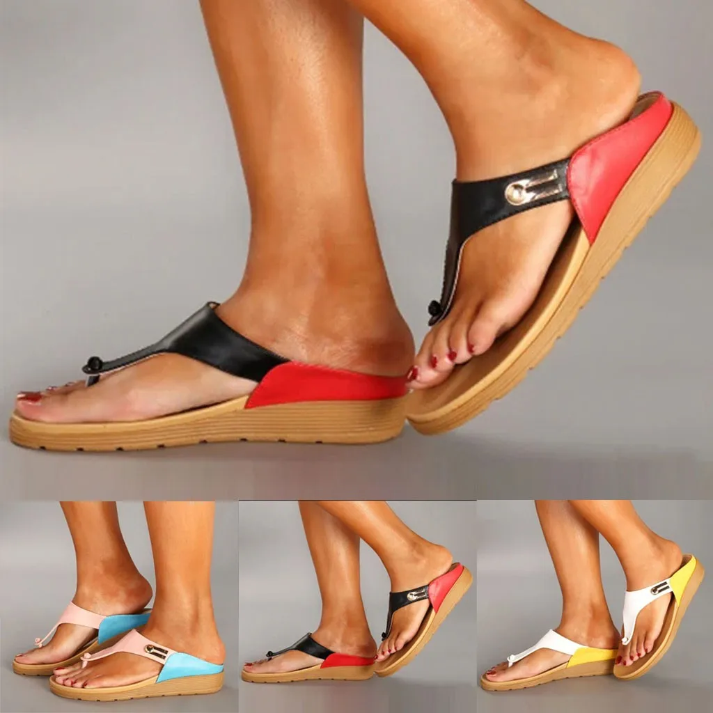 Женские шлепанцы в богемном этническом стиле Летняя женская обувь Пляжные