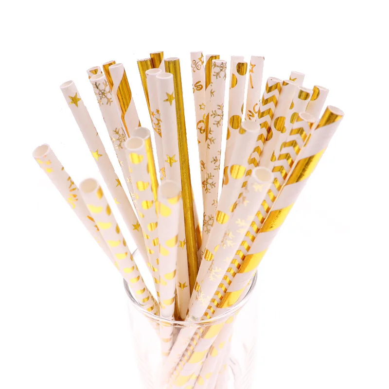 Straw25pcs 40 шт./лот золотые Красочные вечерние принадлежности бумажные тарелки салфетки под чашки мультфильм день рождения украшения на Рамадан для детей девочек Baby Shower - Цвет: Straw25pcs