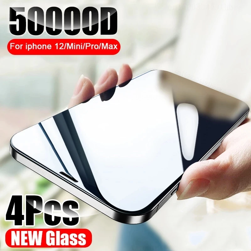 

4PCS Full Cover Tempered Glass For iPhone 12 Pro 12 Mini Screen Protector For iPhone 12 11 Pro Max X XR XS Max Protective Glass