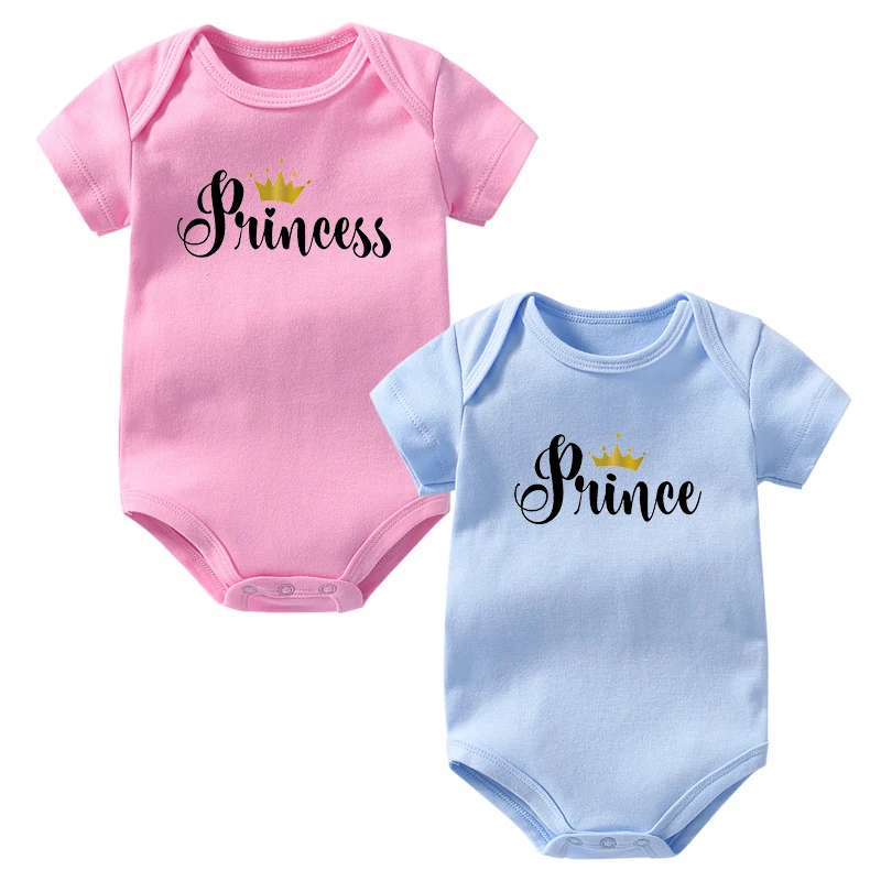 Комбинезон детский с коротким рукавом принц принцесса для мальчиков и девочек