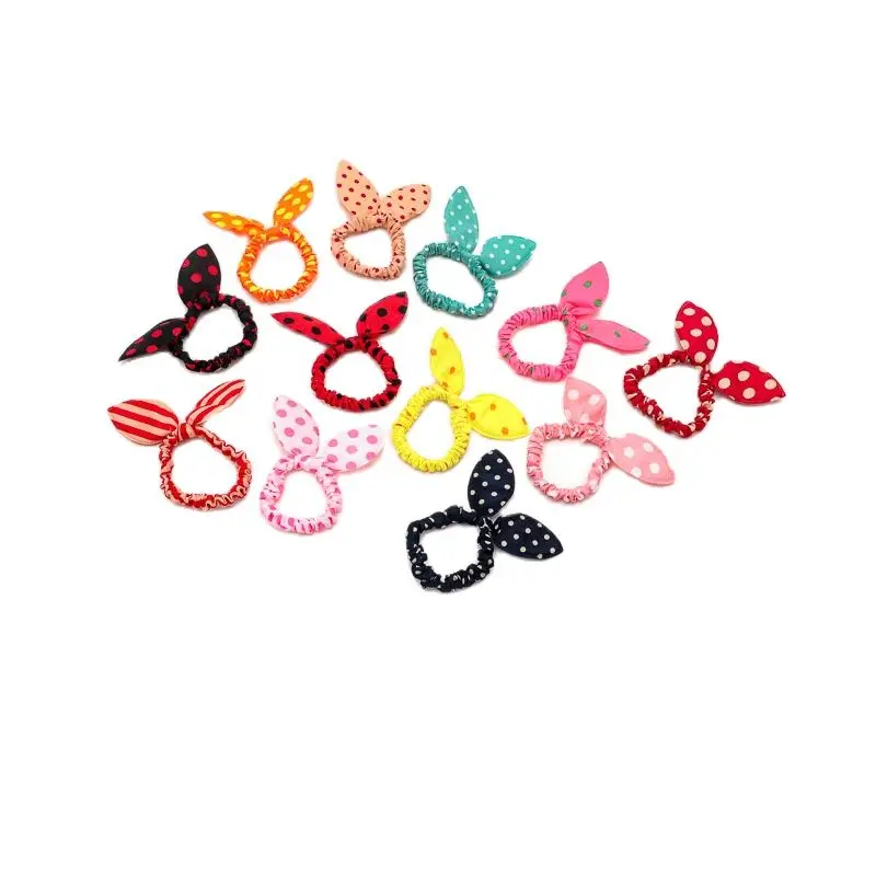 

Lot 100Pcs Girls Hair Band Mix Dot Bowknot Rabbit Ears Elastic Ropes Ponytail Holder for Woman Headwear