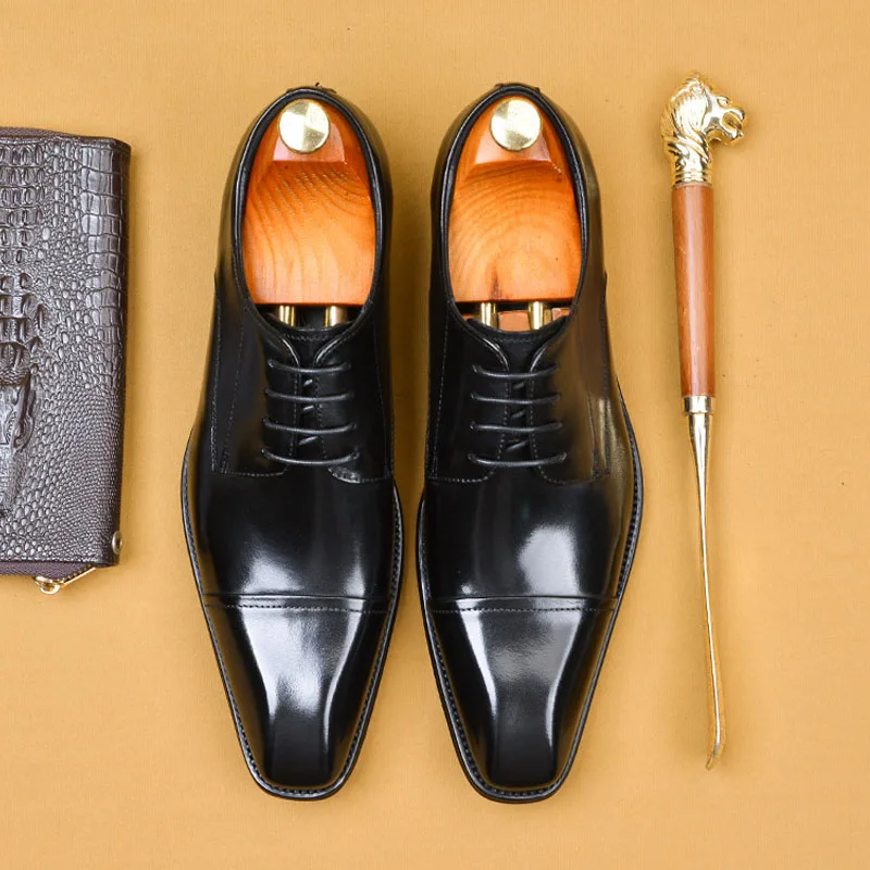 

Fashion Genuine Leather Oxford Dress Shoes for Men Italian Lace Up Business Wedding Party Social Shoes for Suit A58