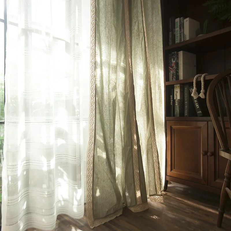 Linen Curtains Green Pastoral Curtains For Living Room Blackout Curtain Tulle Curtains Drapes Window Drapes Ready Made