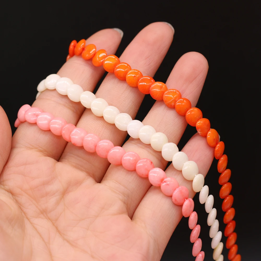 

Natural Coral Beads Flat Round Spacer Bead Good Quality for Making DIY Fashion Necklace Bracelet Jewelry Accessories