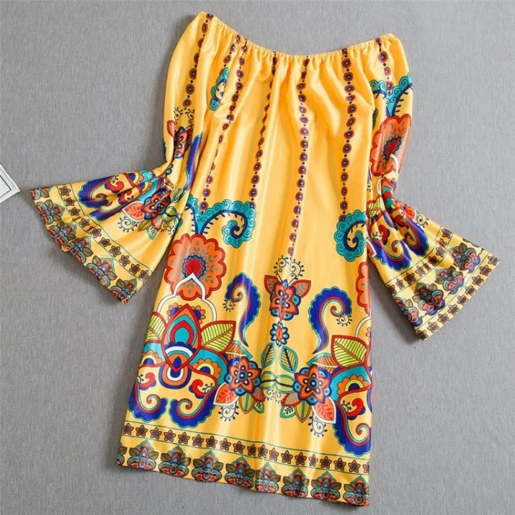 Style Ten Модное богемное летнее платье с принтом, Пляжное, винтажное, сексуальное, для женщин, Vestidos Renda, повседневные, для девушек, топы, одежда для женщин, халат, Платья для вечеринок - Цвет: Style Ten