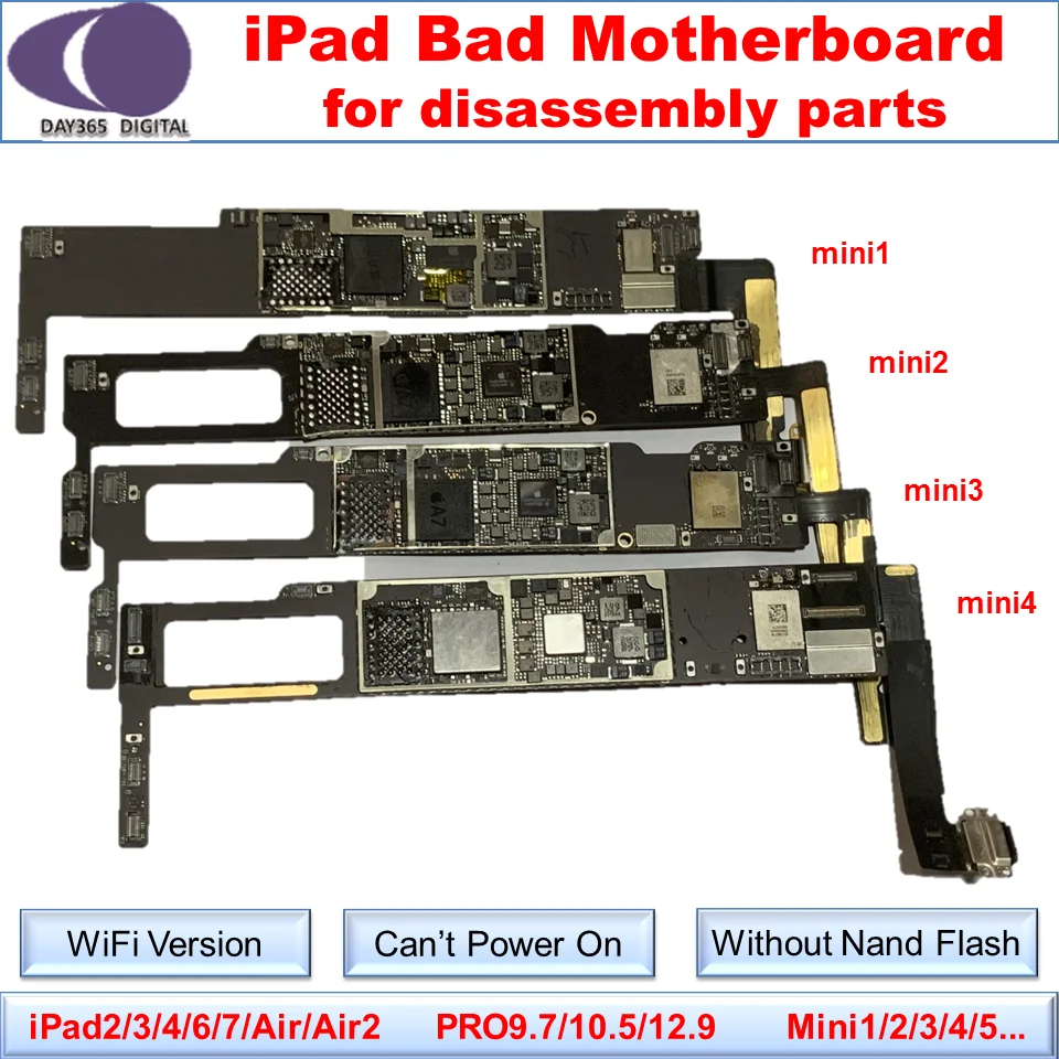 Плохая материнская плата для ipad 2 3 4 5 6 7 air mini 1 PRO 9 10 PCB без Nand разборка запчасти