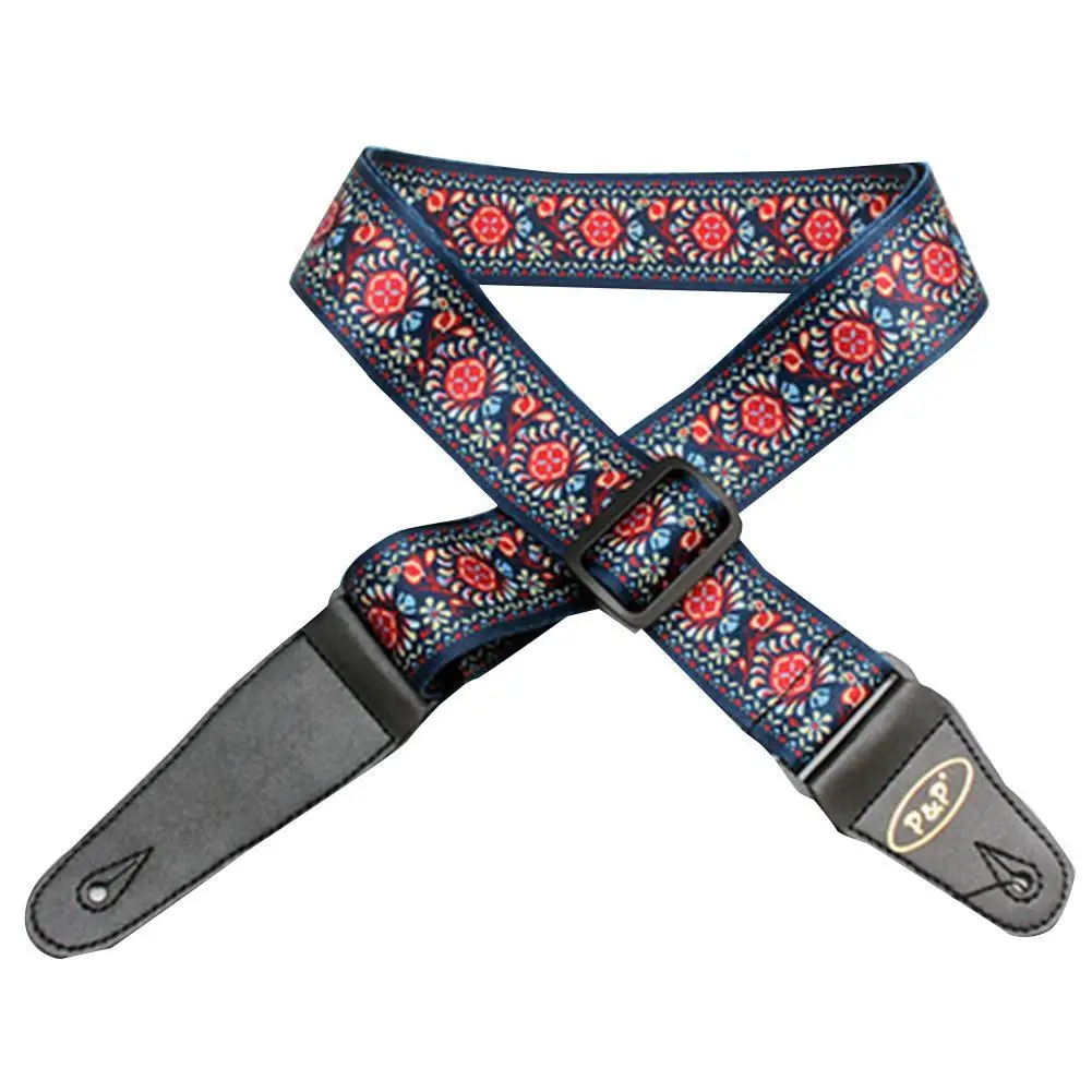 

Sunflower Printing Guitar Strap Adjustable Polyester Shoulder Belt with PU Leather Ends for Acoustic Folk Electric Guitar