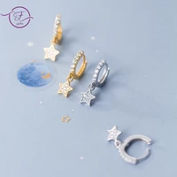 genuine 925 sterling silver hoop earings female korean version small five pointed star fashion star ear jewelry for women