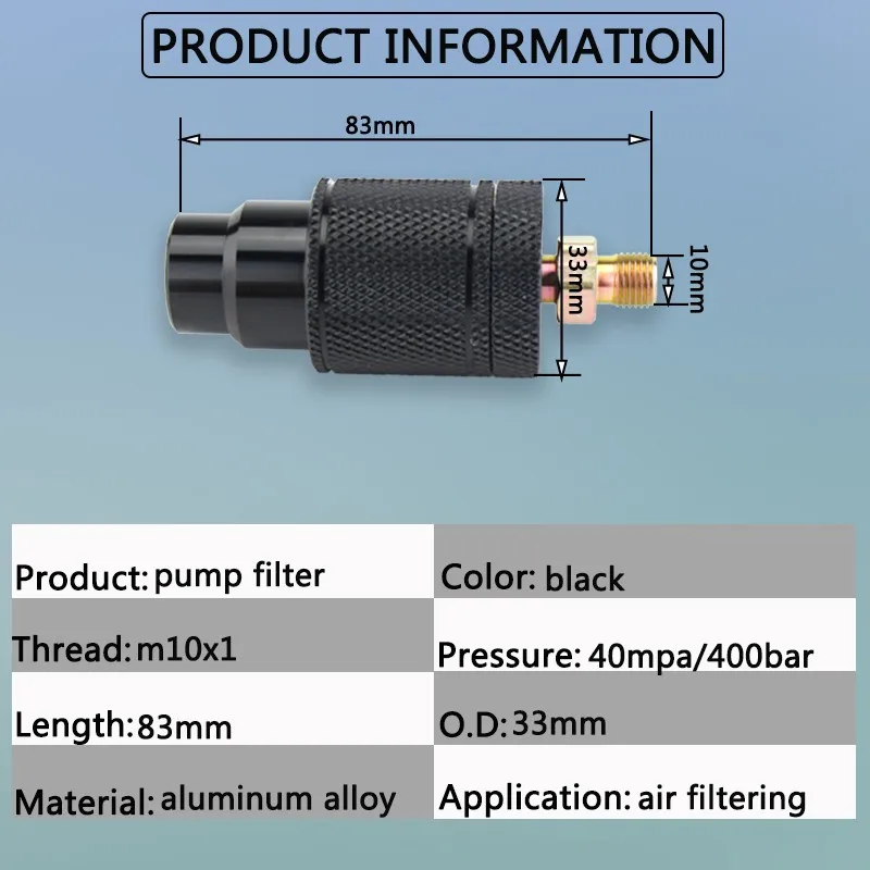 Насос высокого давления PCP для пейнтбола фильтр 8 мм наполнительная соска M10x1 40 - Фото №1