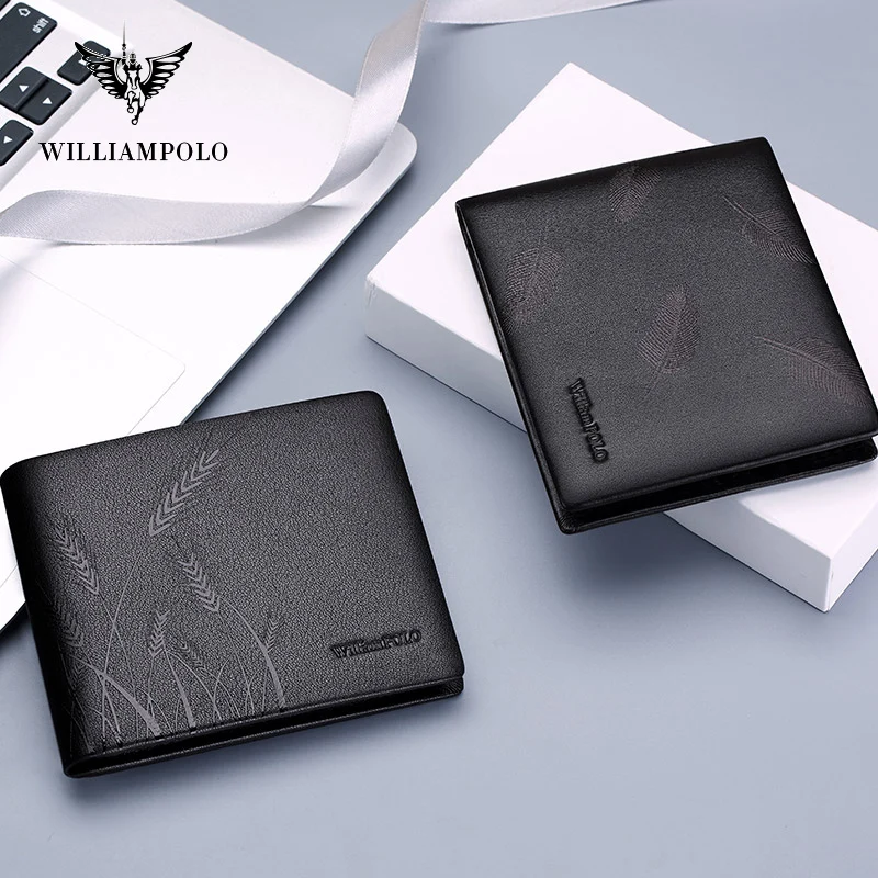 Мужской кошелек короткий двойной натуральная кожа без молнии держатель для карт