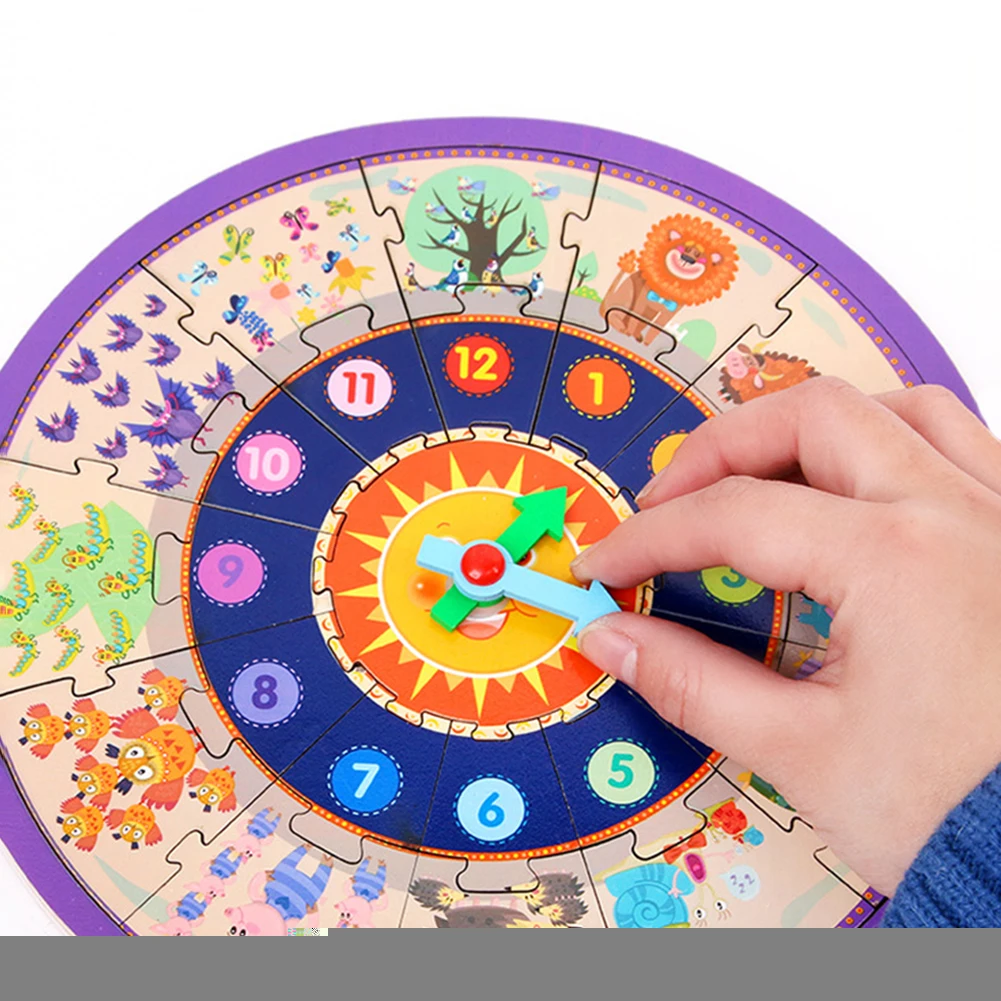 

Two-In-One Jigsaw Puzzle Clock Early Childhood Education Puzzle Understanding Digital Time Puzzle Tabletop Wooden Toys