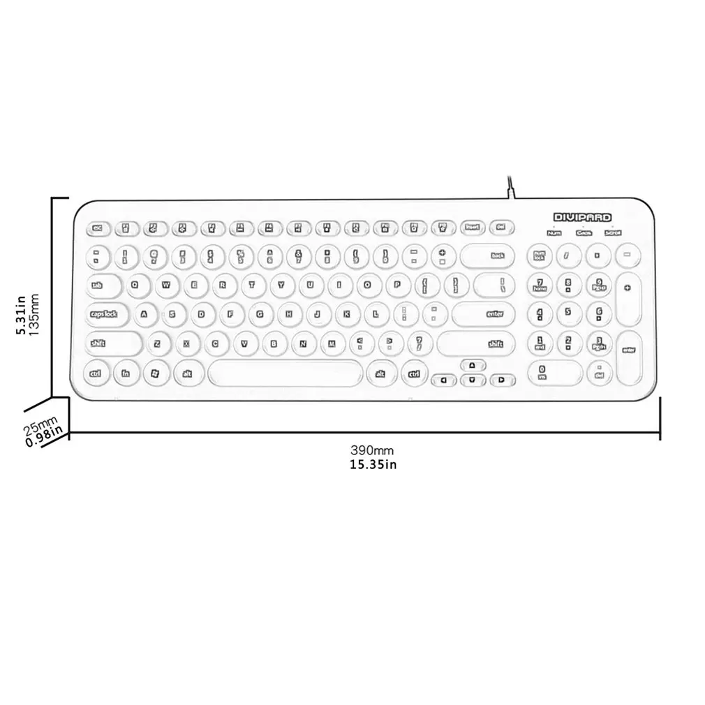

Wired Keyboard Universal Round Button Computer USB Wired Keyboard Game Keyboard Ergonomics for PC Laptop Office Use