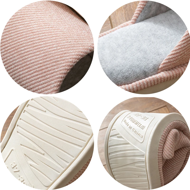 Winter Slippers Home Solid Women Fur Slippers Warm Flock Plush Bedroom Ladies Flat Shoes Slides Couples House Furry Slippers