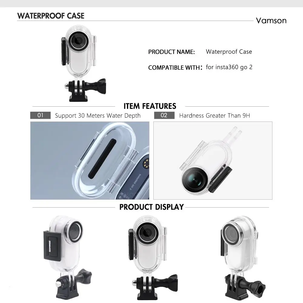 Водонепроницаемый чехол Vamson для Insta360 Go 2 дорожная мини-Защитная сумка хранения