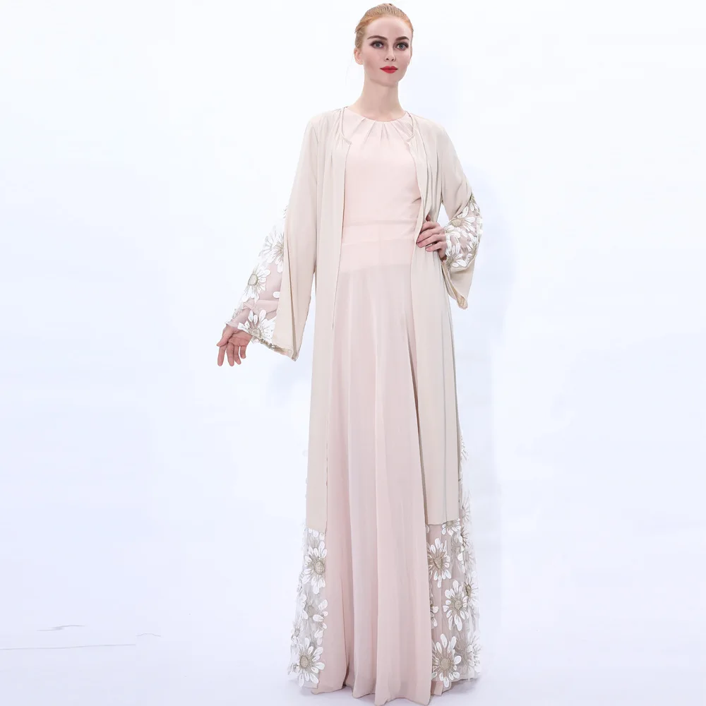 Роскошное кимоно Abaya открытый кардиган Дубай женское длинное платье с цветочным