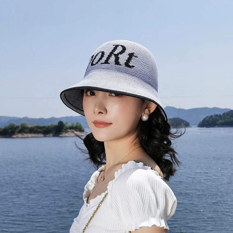Шляпа рыбака с надписью для весны и осени женская пляжная шляпа от солнца Панама