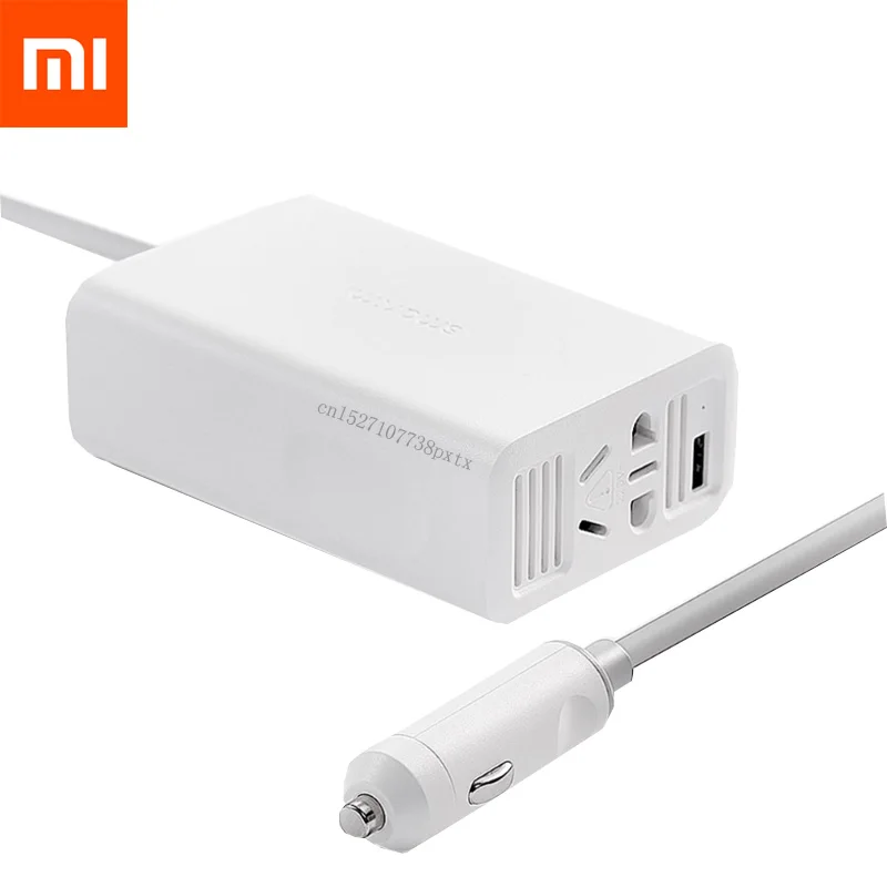 White Xiaomi Mijia SMARTMI 100 Вт Портативный Инвертер автомобильного зарядного устройства преобразователь постоянного тока 12 В в переменный ток 220 В с 5 В/а usb портами для автомобиля с разъемом - Color: White