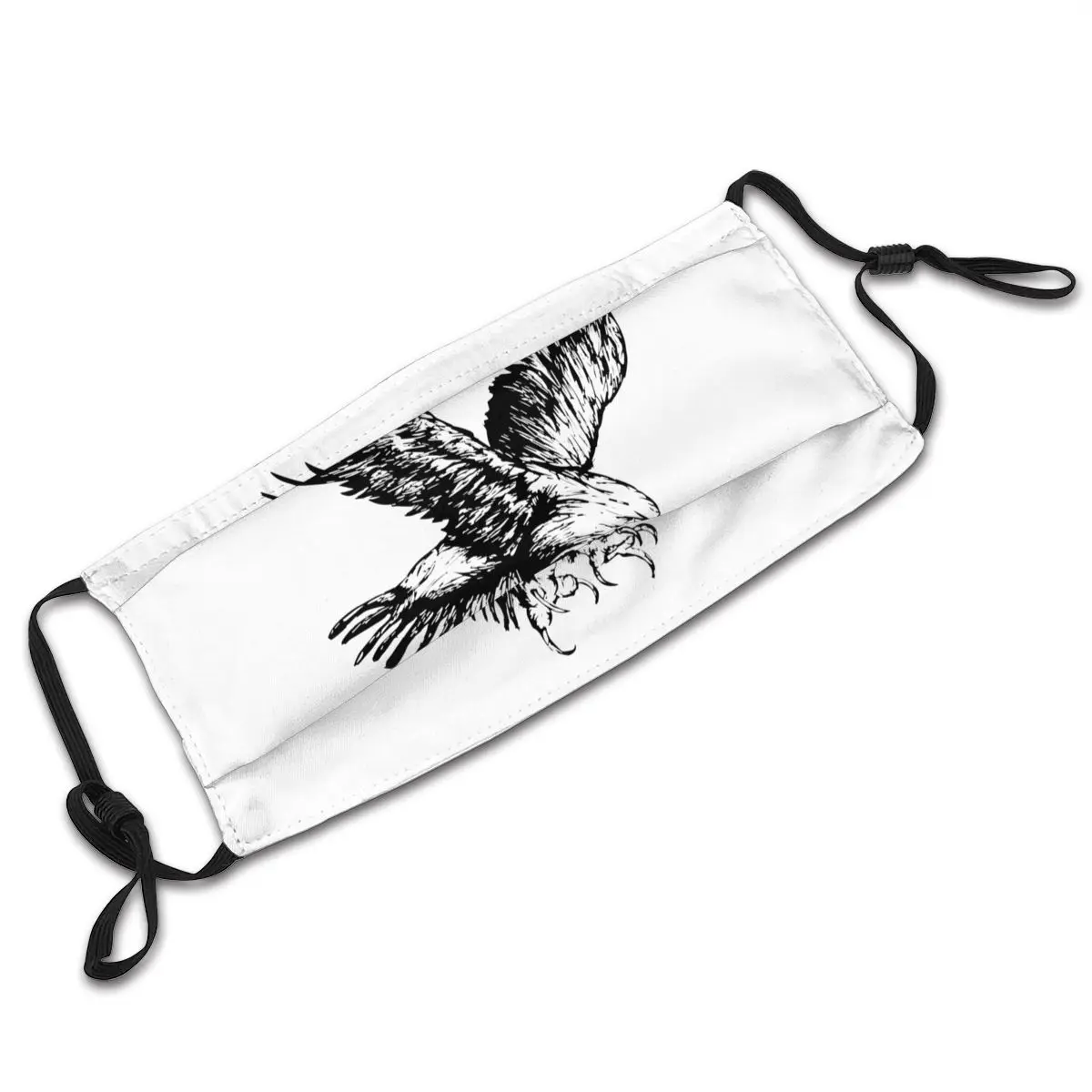 

Eagle Mouth Face Mask Bald Eagle Black Facial Mask Fashion Adult with Filters Cool Mask