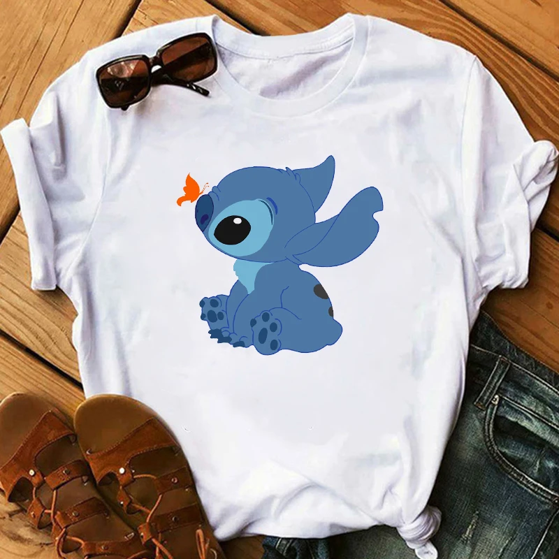 Графическая женская футболка с рисунком любви Lilo простроченные футболки женская футболка с коротким рукавом повседневные топы Camisas Mujer футболка - Цвет: bvr19917