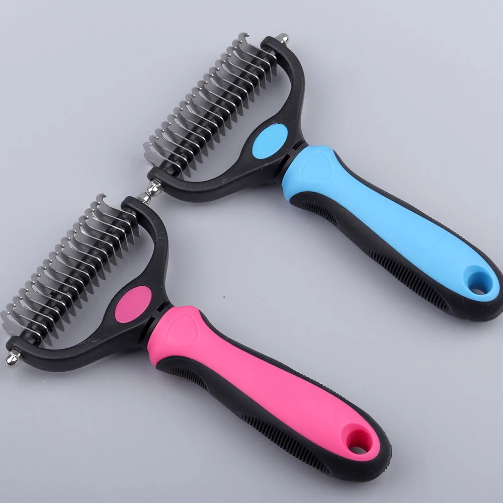2-Side Dematting Tool for Dogs & Cats Pets Grooming Brush Double Sided Shedding and Undercoat Rake Hair Removal Comb | Дом и сад