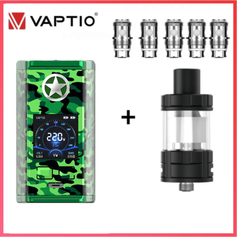 Электронная сигарета Vaptio капитан мод Vape Kit 220 Вт светодиодный бокс Frogman Tank 2/5 мл