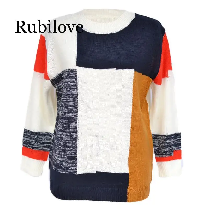 

Rubilove Autumn Rainbow Sweater Women Harajuku Jumper Striped Pullovers Oversized Sweaters Korean Vintage Knitwear