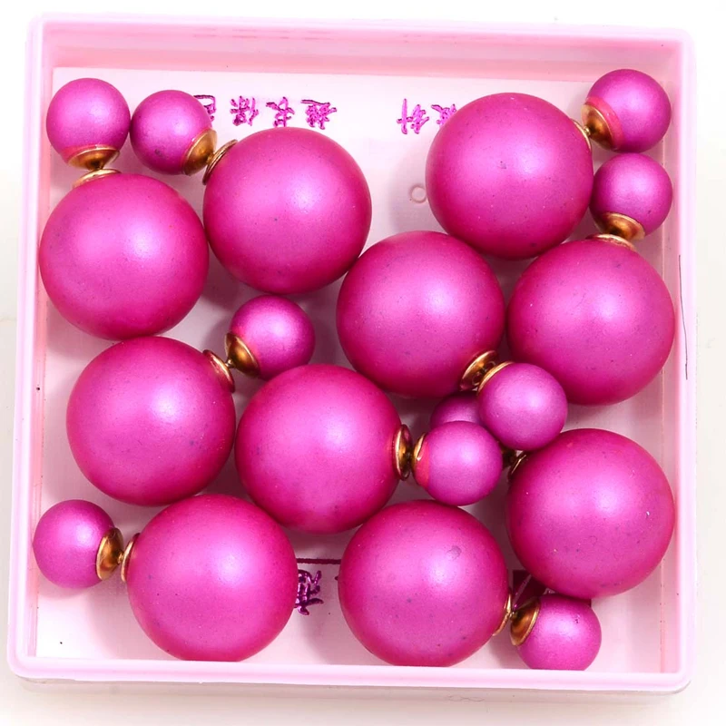 Frosted fushia Miasol 3 пары двухсторонние жемчужные серьги-гвоздики большой маленький круглый шар имитация жемчуга Серьги пусеты ювелирные изделия - Окраска металла: Frosted fushia
