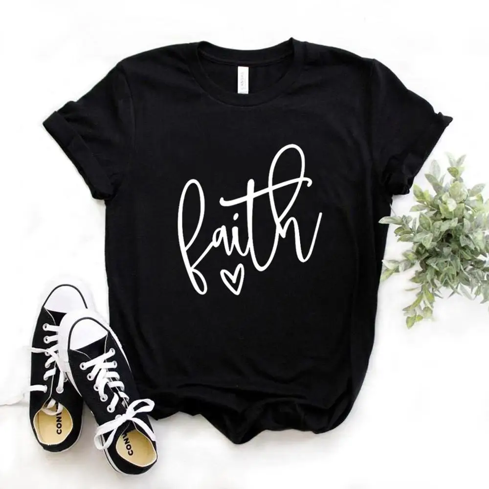 

Faith Heart Print Women tshirt Cotton Hipster Funny t-shirt Gift Lady Yong Girl 6 Color Top Tee Drop Ship ZY-690