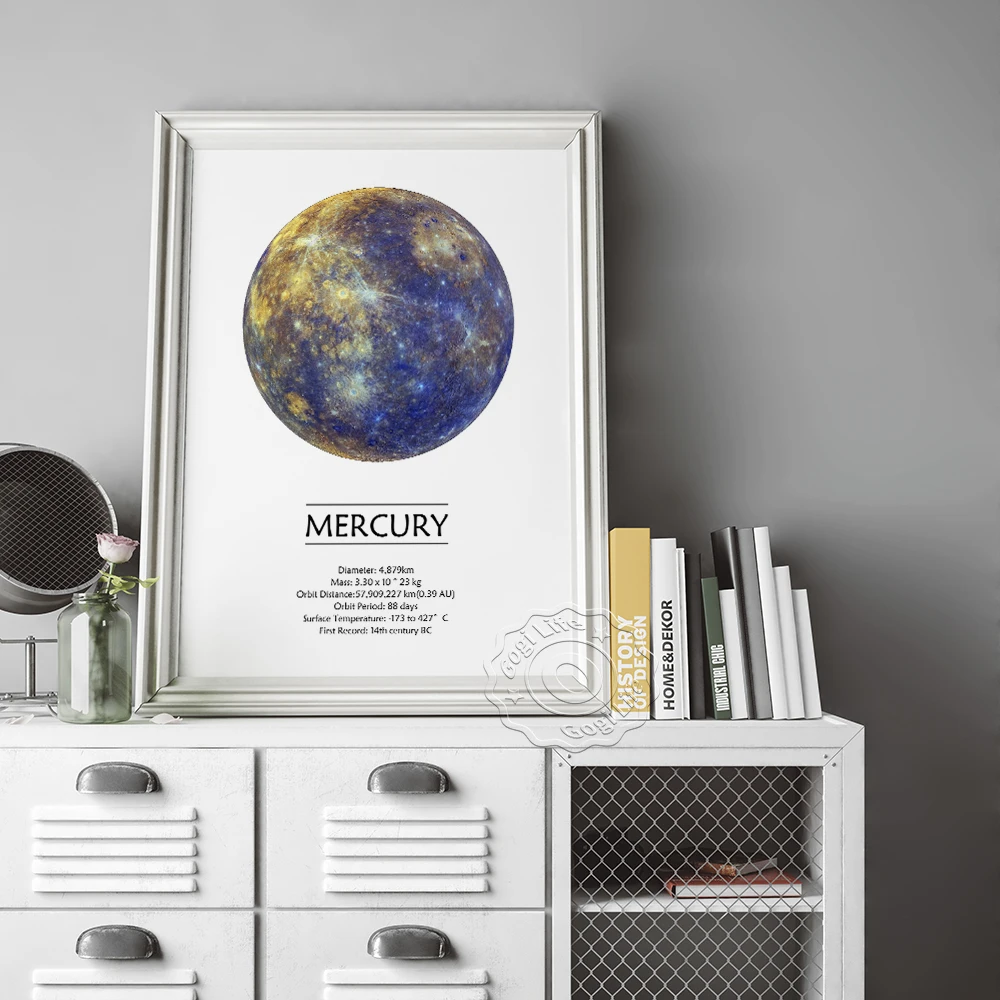 

Mercury Space Poster, Galaxy Mercury Prints Poster, Universe Planet Print Art, Home Decor Kids Room, Gift, Expedition Wall Art
