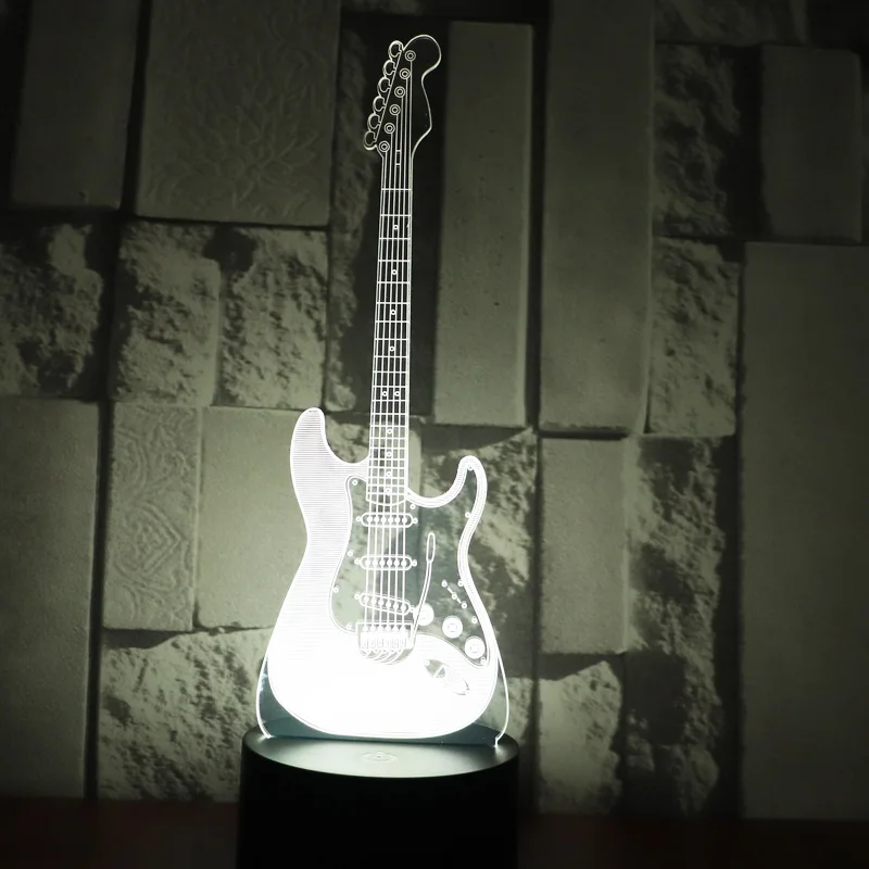 Изящная электрическая гитара светодиодный ночсветильник 7 цветов лампа для