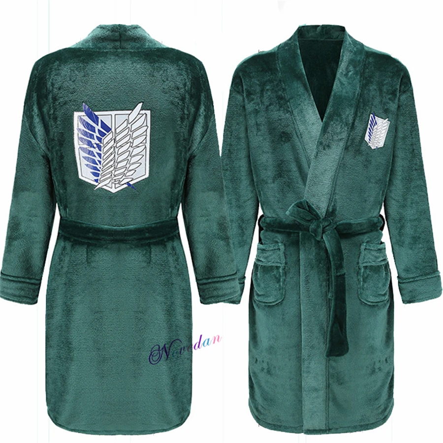 

Anime Cosplay Attack on Titan Bathrobe Shingeki No Kyojin Levi Eren Halloween Christmas Costume Winter Nightgown Warm Bath Robe