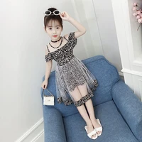 2021 kids baby girls dresses tulle clothes mesh butterfly ruffler off shoulder cute children short 3 4 5 6 7 8 9 10 11 12 years