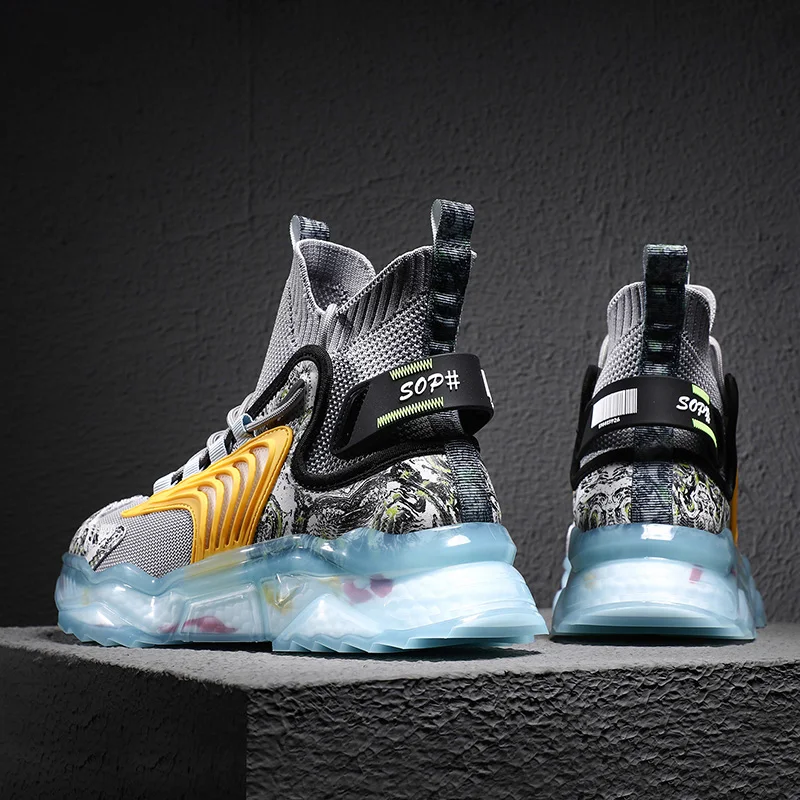 

Новинка, модные классические мужские кроссовки, Весенняя дышащая спортивная обувь с граффити, сетчатая обувь с высоким верхом для ходьбы и ...