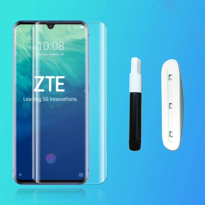 9H изогнутое прозрачное полное покрытие Жидкий УФ Клей закаленное стекло для zte Axon 10 Pro защита экрана стекло защитная пленка