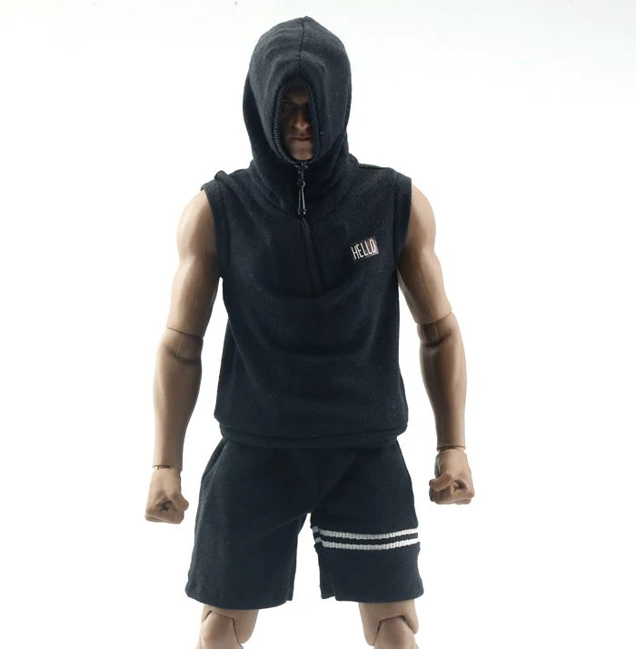 Figure Accessory &quotHELLO&quot Sleeveless Vest Sweater Hooded Shorts Sports Suit 1/6 Scale Male Model for 12 inches Action Body | Игрушки и