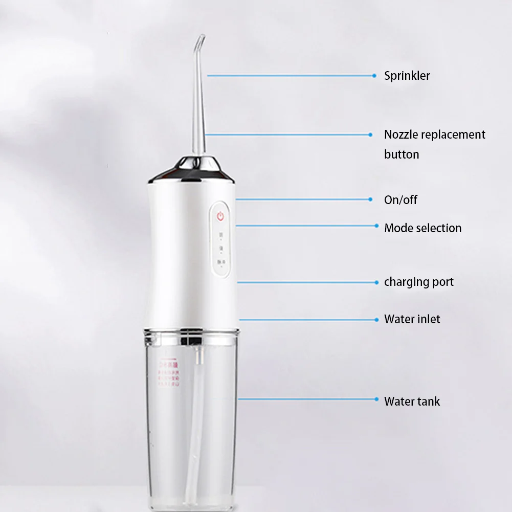 

Water Flosser Teeth Electric Flosser Cordless Dental Oral Irrigator Rechargeable Teeth Cleaner for Home Travel White