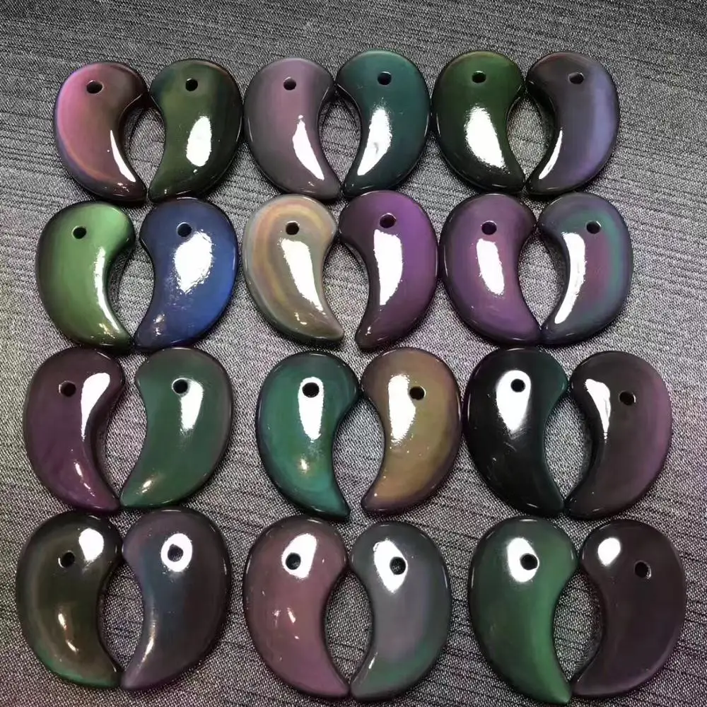 Натуральное черное Радужное ожерелье с подвеской в виде глаза кварцевые