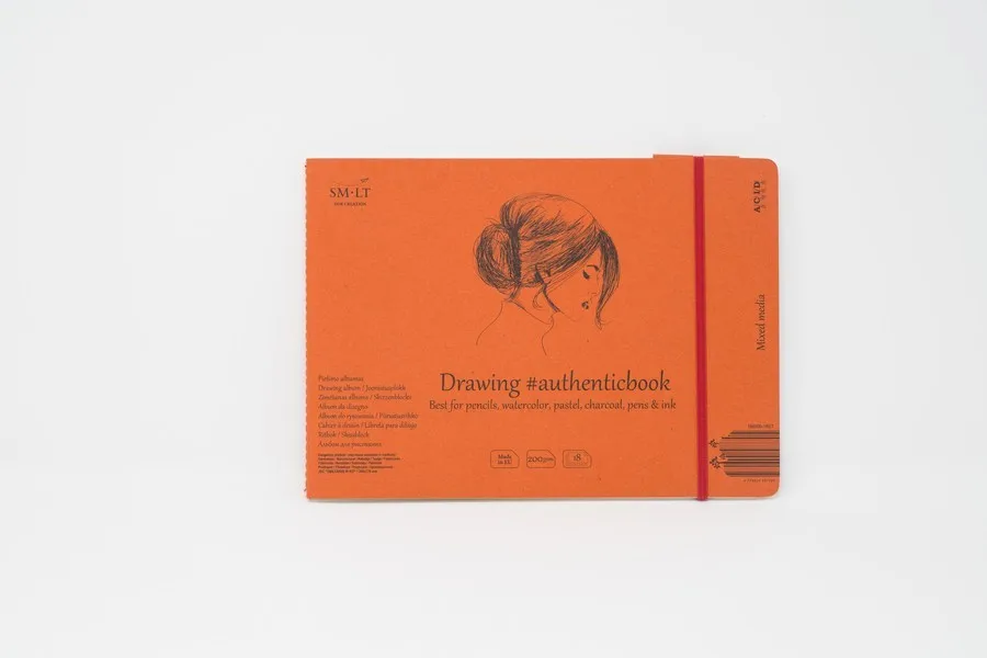 Скетчбук SM-LT Mixed media #authenticbook 24 5x18 4 см 18л 200 г/м2 белый сшивка | Канцтовары для офиса и