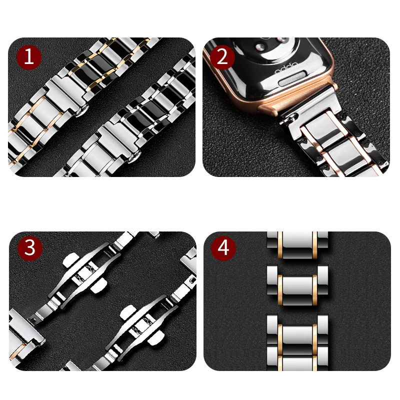 

Stainless Steel Strap for Oppo Watch 41mm 46mm Ceramic watchband smart watch replacement stainless strap for Oppo watch Bracelet
