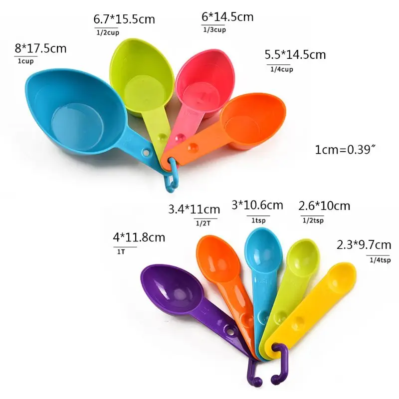 

9Pcs Colorful Kitchen Measuring Spoon Cup Coffee Sugar Flour Teaspoon with Scale DIY Baking Kitchen Accessories