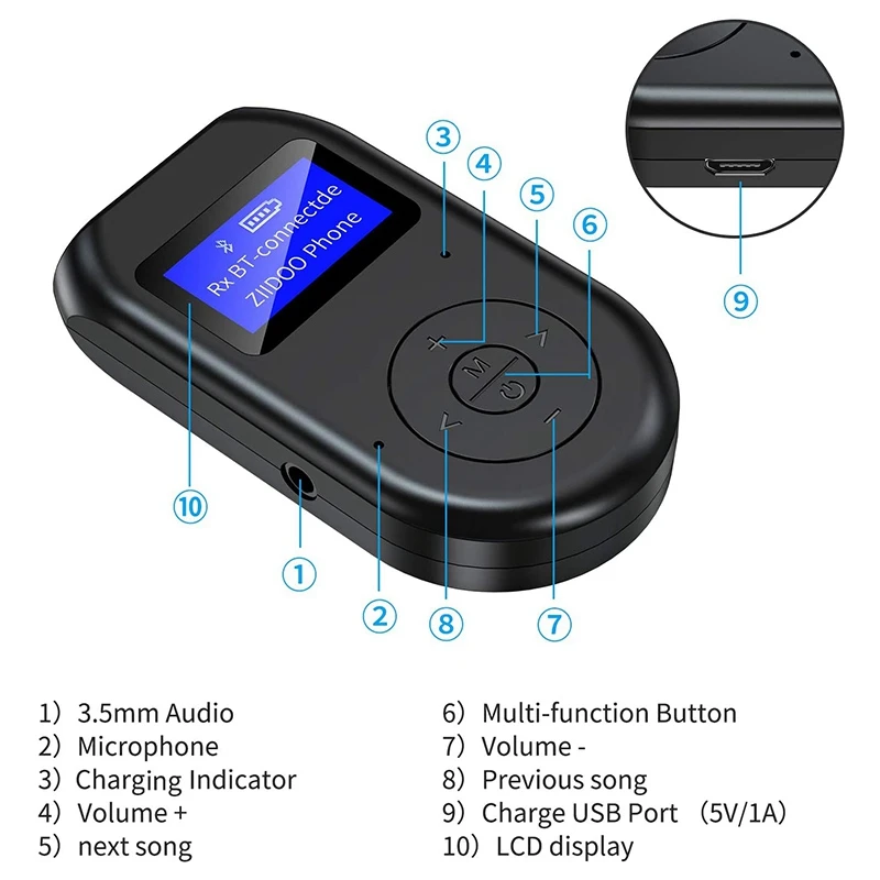 Bluetooth 5.0 Wireless Transmitter and Receiver with Display Sn Low Latency o Adapter for Pc TV | Электроника