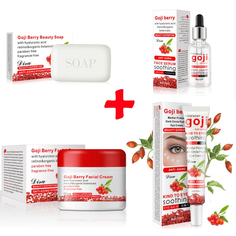 

Original Facial Cleanser Soap+Face Goji Serum+Face Anti-age Cream +antwrinkle Eye Creams Revitalizing Whitening Cream Skin Care