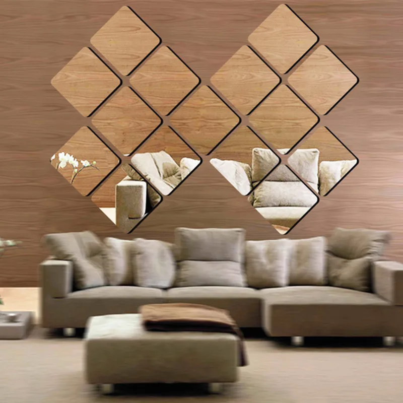 3D зеркальные настенные наклейки декор для ванной комнаты квадратные стерео